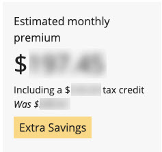 Screenshot of Extra Savings Label